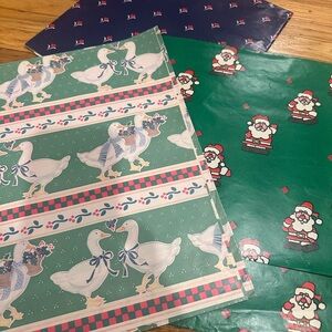 Vintage Holiday Goose / Duck Wrapping Paper